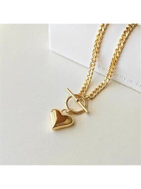 14K Gold Plated Heart Choker Necklace Women